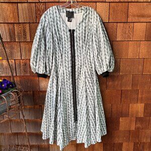 NY77 Design Gray/White Cable Knit Print Fit & Flare Dress in Women's Medium